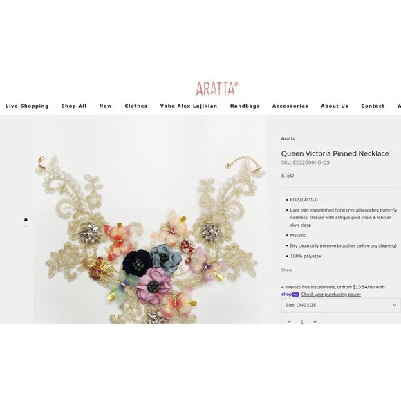 Floral Gold Necklace - Picture 3 of 3